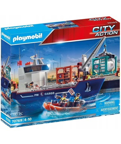 Playmobil City Action 70769 Duży kontenerowiec z łodzią służb celnych