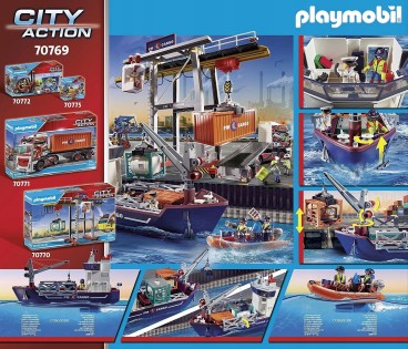 Playmobil City Action 70769 Duży kontenerowiec z łodzią służb celnych