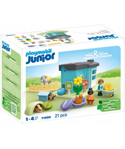 Playmobil Junior 71690 Hotel dla zwierząt z dozownikiem pokarmu